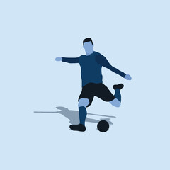 left footed fast and power shot - two tone illustration - shot, dribble, celebration and move in soccer