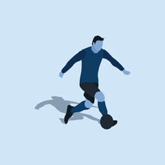 Fototapeta na wymiar right footed casual dribbling - two tone illustration - shot, dribble, celebration and move in soccer