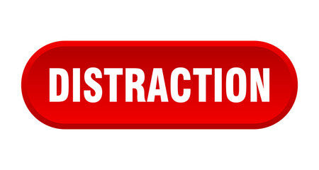 distraction button. rounded sign on white background