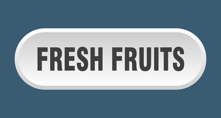 fresh fruits button. rounded sign on white background