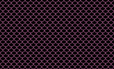 mermaid pattern, fish scale pattern art line pink on black background, mermaid tail pattern line art for decoration
