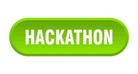 hackathon button. rounded sign on white background