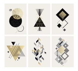 Fototapeta na wymiar Set of posters with abstract geometric shapes. Modern minimalist concepts for art print, wall art, home and office decoration, interior design, web and social media banners, cover template.