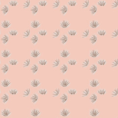 Minimalistic flower buds silhouettes seamless pattern. Stylized artwotk with grey thorn botanic elements on pink background.