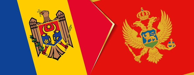 Moldova and Montenegro flags, two vector flags.