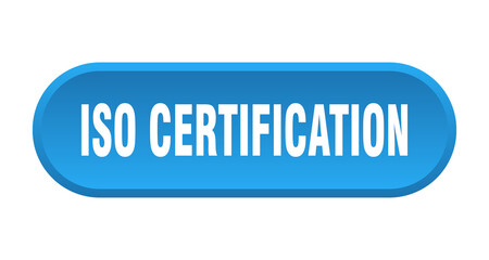 iso certification button. rounded sign on white background