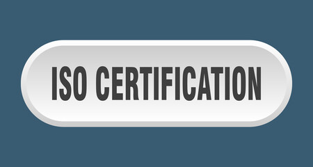 iso certification button. rounded sign on white background