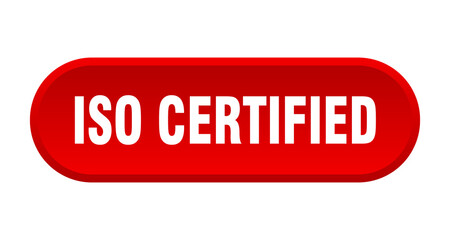 iso certified button. rounded sign on white background
