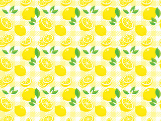 レモンのシームレスパターン,背景,黄色のタータンチェック