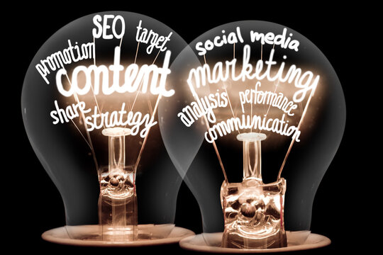 Light Bulbs with Content Marketing Concept