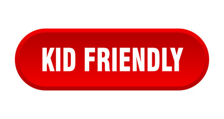 kid friendly button. rounded sign on white background