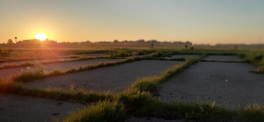 sunset over the river