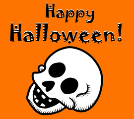 Stylized Happy Halloween Card With a Funny Skull
