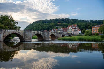 Werra Brücke in Hannoversch Münden am abend 