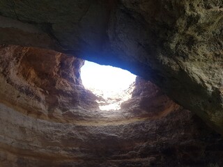 Vertical cave at the top of the mountain
