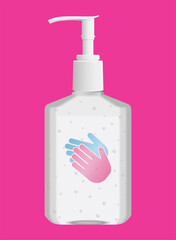 Hand Sanitizer Bottle Icon Isolated Vector Scalable, Covid-19 Flu Virus Protection, CMYK Printer-Safe Colors