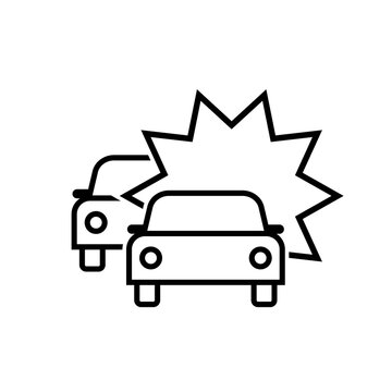 Car accident line icon. Clipart image isolated on white background.
