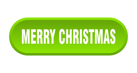 merry christmas button. rounded sign on white background
