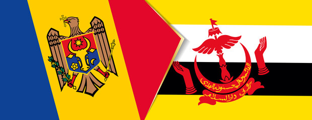 Moldova and Brunei flags, two vector flags.