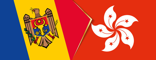 Moldova and Hong Kong flags, two vector flags.