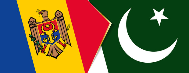 Moldova and Pakistan flags, two vector flags.