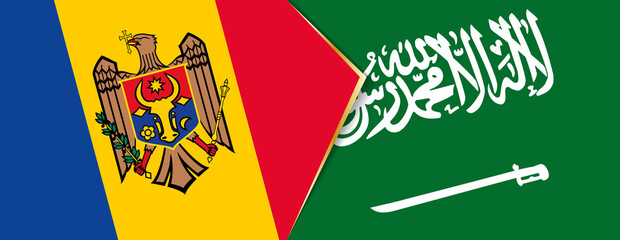 Moldova and Saudi Arabia flags, two vector flags.