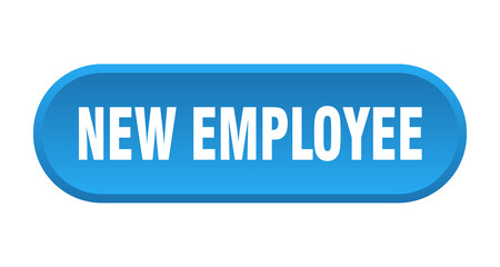 new employee button. rounded sign on white background