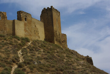 Fototapeta na wymiar View of the ruins of the Castle of Montearagón near Huesca, Aragon, Spain