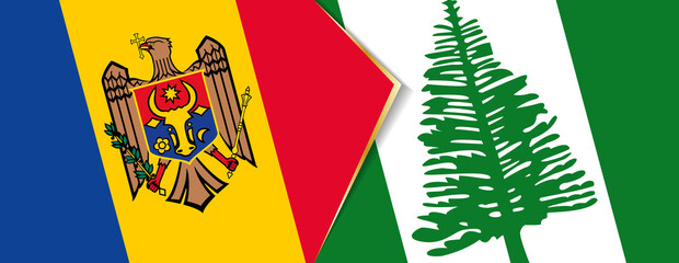Moldova and Norfolk Island flags, two vector flags.