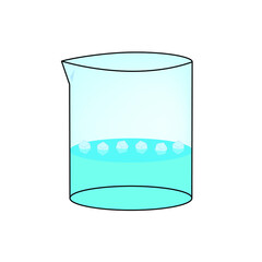 Glass beaker with ice and water vector illustration