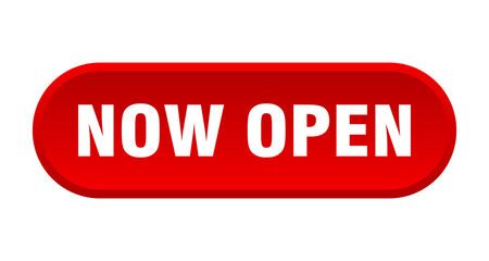now open button. rounded sign on white background