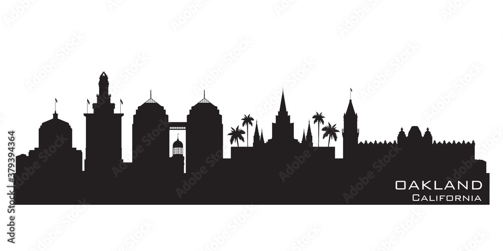 Wall mural oakland california city skyline vector silhouette