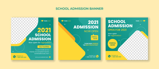 School admission social media post template. Suitable for junior and senior high school promotion banner