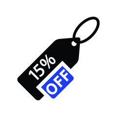 15 Percent offer. Discount fifteen Percent Symbol