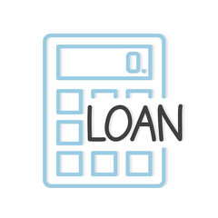 loan word and calculator icon- vector illustration