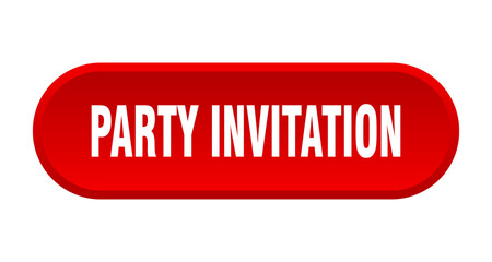 party invitation button. rounded sign on white background
