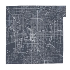 Indianapolis map. Detailed map of Indianapolis city poster with streets. Cityscape vector.