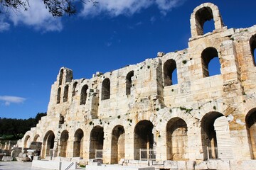 View of the Odeon of Herodes Atticus, Athens, Greece, February 5 2020.