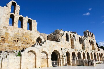 Naklejka premium View of the Odeon of Herodes Atticus, Athens, Greece, February 5 2020.