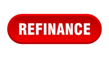 refinance button. rounded sign on white background