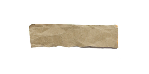 Torn brown paper casting natural shadow on white.