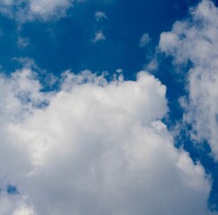 The big fluffy white cloud on the blue sky.