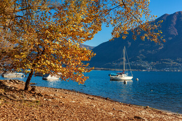 Fototapeta na wymiar Lake Maggiore in autumn.