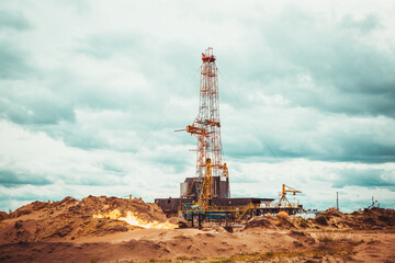 Drilling rig in oil field for drilled into subsurface in order to produced crude. 	