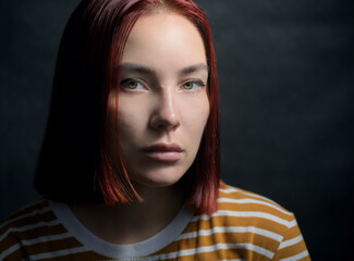 Portrait of a beautiful young woman. Selective focus.