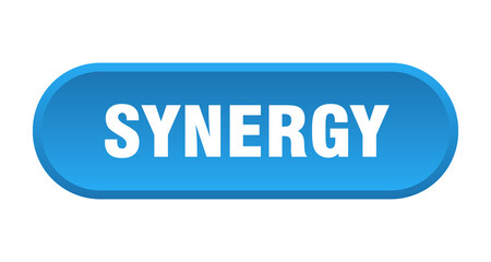 synergy button. rounded sign on white background
