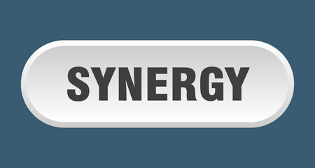 synergy button. rounded sign on white background