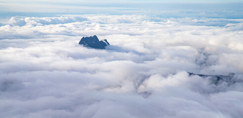 Fototapeta premium Sea of fog on the top of mountain.