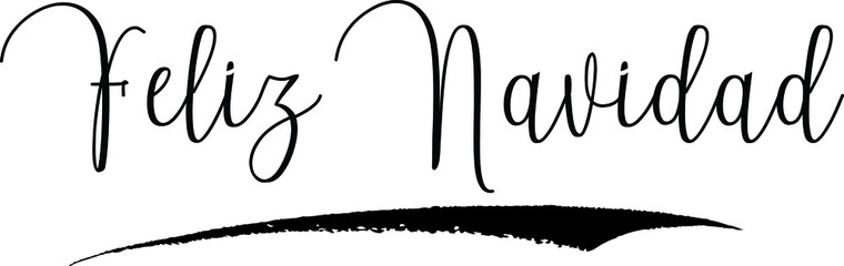 Feliz Navidad Handwritten Typography Black Color Text On White Background