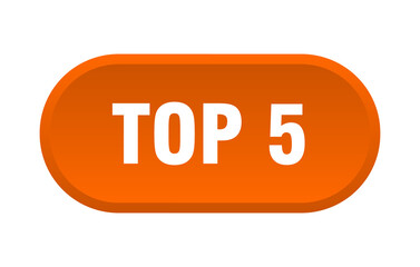 top 5 button. rounded sign on white background